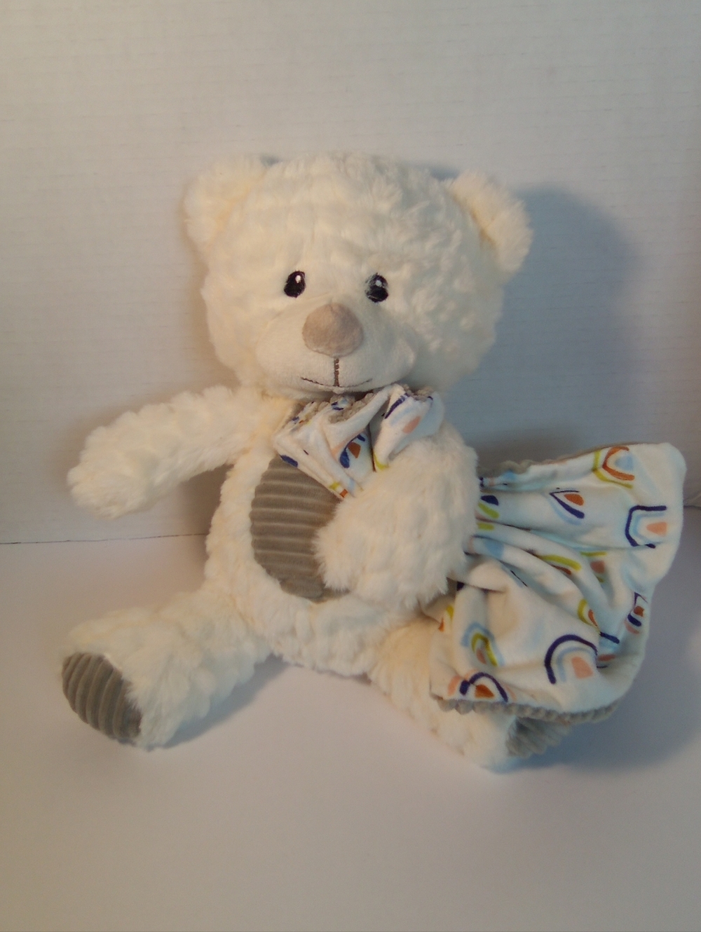 Sparks Create Imagine Bear With Rainbow Blanket Rattle Stuffed Animal Plush